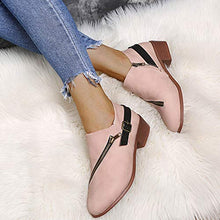 Load image into Gallery viewer, Padaleks Womens Comfort Low Square Heel Ankle Boots Office Retro Flat Zipper Short Booties Round Toe Pumps Shoe