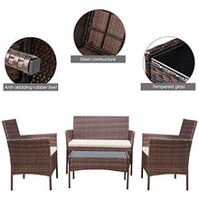 Load image into Gallery viewer, Homall 4 Pieces Outdoor Patio Furniture Sets Rattan Chair Wicker Set, Outdoor Indoor Use Backyard Porch Garden Poolside Balcony Furniture Sets (Brown and Beige)
