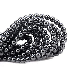Load image into Gallery viewer, 100Pcs Natural Crystal Beads Stone Gemstone Round Loose Energy Healing Beads with Free Crystal Stretch Cord for Jewelry Making (Hematite, 8MM)
