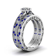 Load image into Gallery viewer, loversring Couple Ring Bridal Sets His Hers Women 10k White Gold Filled Men Tungsten Carbide Wedding Engagement Ring Band