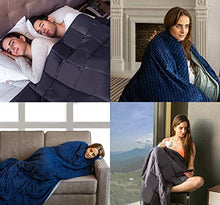 Load image into Gallery viewer, COMFOLAX Weighted Blanket + Removable Soft Minky Duvet Cover (Grey Blanket + Navy Blue Minky Cover, 48"x72" | 15 lbs)