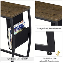 Load image into Gallery viewer, SRIWATANA Side Table End Table, Vintage C Shaped Couch Table with Side Pocket for Sofa Laptop Coffee Snack, Dark Walnut