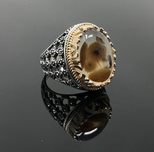 Load image into Gallery viewer, KAR Rare Find 925K Sterling Silver Yemeni Agate(Aqeeq) Men's Ring P5D (10)