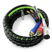 Load image into Gallery viewer, TORQUE 12ft 3 in 1 ABS & Power Air Line Hose Wrap 7 Way Electrical Cable with Handle Grip for Semi Truck Trailer Tractor (TR813212)