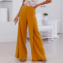 Load image into Gallery viewer, GoodLock Women High Waist Pants OL Loose Stretch Wide Leg Long Pants Palazzo Trousers (Yellow, Small)