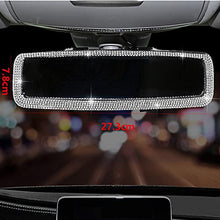 Load image into Gallery viewer, Bling Rhinestone Car Rear View Mirror, Car Rear View Mirror with Crystal Diamonds Bling Rhinestones Car Rear View Mirror for Women,Car Interior Trim. (Sliver)