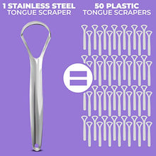 Load image into Gallery viewer, Tongue Scraper (2 Pack), Reduce Bad Breath (Medical Grade), Stainless Steel Tongue Cleaners, 100% BPA Free Metal Tongue Scrapers Fresher Breath in Seconds