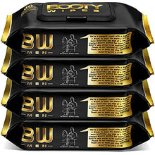 Load image into Gallery viewer, BOOTY WIPES for Men - 320 Flushable Wet Wipes for Adults, Man Wipes (320 Wipes Total - 4 Flip-Top Packs of 80) Infused with Vitamin-E & Aloe