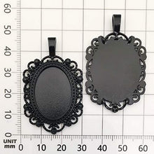 Load image into Gallery viewer, All 32pcs(16 Sets) 18x25mm Enamel Black Oval Blank Bezel Pendant Trays Base Cabochon Settings Trays Pendant Blanks for Jewelry Making DIY Findings (M181)