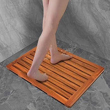 Load image into Gallery viewer, Utoplike Teak Wood Bath Mat, Shower Mat Non Slip for Bathroom, Wooden Floor Mat Square Large for Spa Home or Outdoor (24"x18")