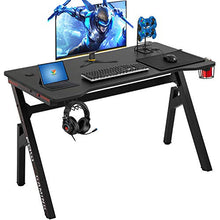 Load image into Gallery viewer, Computer Desk Gaming Desk 47.2 inches Student PC Desk Writing Desk Ofiice Desk Extra Large Modern Ergonomic Racing Style Table Workstation Carbon Fiber Cup Holder Headphone Hook