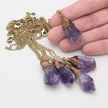 Load image into Gallery viewer, Raw Amethyst Crystal Antique Bronze Chain Pendant Necklace 18 Inches