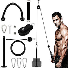 Load image into Gallery viewer, YaNovate Fitness LAT and Lift Pulley System with Loading Pin, Tricep Strap Rope, Cable Rope for Muscle Strength, Home Workout Gym Equipment Machine for Pull Downs, Biceps Curl, Forearm, Shoulder