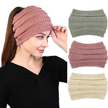 Load image into Gallery viewer, Woeoe Warm Winter Headbands Pink Knitted Turban Head Wraps Wide Crochet Stretchy Ear Warmer Soft Stretch Head Scarfts for Women and Girls
