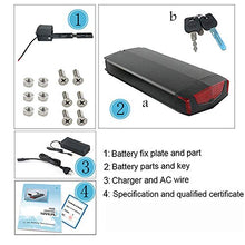 Load image into Gallery viewer, Battery 36V 10AH for Ebike,Electric Bike Lithium ion Battery for 500W Bike Motor,Waterproof Shell (36V12.5AH-Black(no Rack))