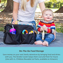 Load image into Gallery viewer, J.L. Childress Cool 'N Cargo, Universal Fit Stroller Cooler and Organizer, Insulated, Easily Attach to Stroller or Detach to use as Diaper Bag, Black