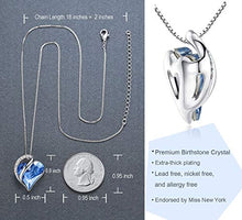 Load image into Gallery viewer, Leafael Infinity Love Heart Pendant Necklace Light Sapphire Blue March December Birthstone Crystal Jewelry Gifts for Women, Silver-tone, 18"+2"