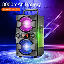 Load image into Gallery viewer, 60W Bluetooth Speakers Portable Wireless Speaker with Double Subwoofer Heavy Bass, FM Radio, Microphone, Lights, Remote, EQ, Loud Stereo Sound System Speaker for Home Outdoor Party Camping (1MIC)