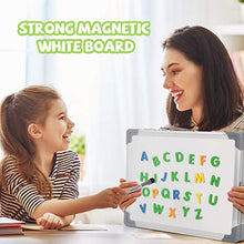 Load image into Gallery viewer, Magnetic Dry Erase White Board 16 inches x 12inches, Foldable Double Sided Portable Whiteboard, Includes Magnets & Eraser, 4 Magnetic Dry Erase Pens, Multicolored