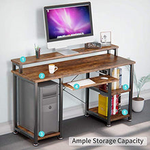Load image into Gallery viewer, NOBLEWELL Computer Desk with Monitor Stand Storage Shelves Keyboard Tray,47" Studying Writing Table for Home Office (Rustic Brown)