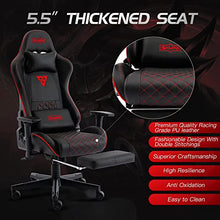 Load image into Gallery viewer, SMAX Gaming Chair with Footrest Thicken Seat Computer Gamer Chair with 3D Armrest PU Leather Headrest and Lumbar Support Racing Style High Back Video Game Chairs for Adults Black