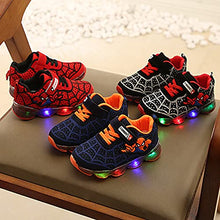 Load image into Gallery viewer, Szsppinnshp Kids Spiderman LED Light Up Shoes Baby Boys Girls Breathable Fashion Flashing Sneaker Athletic Running Shoe Toddler First Walking Sneaker Red