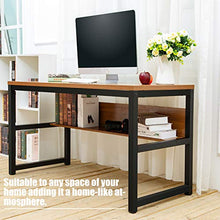 Load image into Gallery viewer, TOPSKY 55" Computer Desk with Bookshelf/Metal Desk Grommet Hole Cable Cover (Industrial/Rustic Brown)