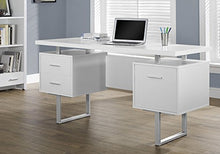 Load image into Gallery viewer, Monarch Specialties White Hollow-Core/Silver Metal Office Desk, 60-Inch
