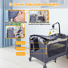 Load image into Gallery viewer, SKIH 5 in 1 Baby Bedside Sleeper, Baby Bassinet, Bedside Cribs with Toys & Music Box, Mattress, Foldable Baby Playard, Portable Travel Crib for Girl Boy Infant Newborn (Grey)
