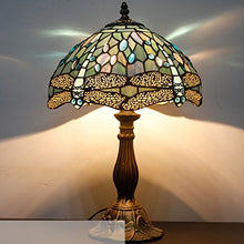 Load image into Gallery viewer, Tiffany Lamp 18 Inch Tall Sea Blue Stained Glass Dragonfly Crystal Style Shade Accent Antique End Bedside Art Table Desk Light Decorative Living Room Bedroom College Dorm S147 WERFACTORY