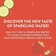 Load image into Gallery viewer, AHA Sparkling Water, Strawberry Cucumber Flavored Water, Zero Calories, Sodium Free, No Sweeteners, 12 fl oz, 8 Pack
