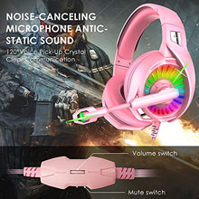 Load image into Gallery viewer, Nivava Gaming Headset for PS4, Xbox One, PC Headphones with Microphone LED Light Mic for Nintendo Switch Playstation Computer, K7 (Pink)