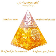 Load image into Gallery viewer, Orgone Pyramid | Citrine Orgonite Pyramid for Wisdom, Wealth & Success | Healing Crystal Gemstone Pyramid | Orgone Pyramid Crystal - Handmade In India