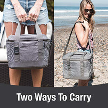 Load image into Gallery viewer, CleverMade Collapsible Soft Cooler Bag Tote - Insulated 30 Can Leakproof Small Cooler Box with Bottle Opener and Shoulder Strap for Lunch, Beach, and Picnic - Grey