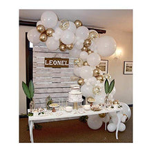 Load image into Gallery viewer, 50 Pieces Gold, White and Gold Confetti Balloons | PREFILLED 14 Inch Latex, Metallic, Confetti Balloons for Party, Decorations, Wedding & Bridal (with Ribbon)