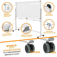 Load image into Gallery viewer, Mobile whiteboard Magnetic White Board - 48 x 32 inches Double Sided Rolling Large Reversible Dry Erase Board Easel Free Standing on Wheels with Aluminum Frame and Stand.