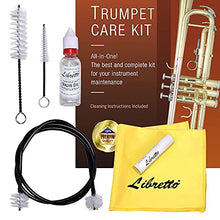 Load image into Gallery viewer, Libretto Trumpet (Cornet) ALL-INCLUSIVE Care Kit w/Instructions: Valve Oil+Slide Grease+Cleaning Cloth+Mouthpiece/Valve/Bore Brushes, Giftable Handy Case, Time to Clean & Extend Life of your Trumpet!