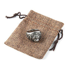 Load image into Gallery viewer, HZMAN Men's Vintage Stainless Steel Ring Lion Head Shield Biker Gold/Silver