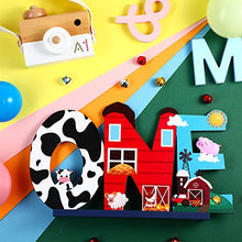 Load image into Gallery viewer, Farm Animal 1st Birthday Party Table Decoration, One Table Topper Letter Sign Wood Farm Barnyard First Birthday Milestone Baby Shower Decoration Barn Photo Props Centerpiece Grass Children Newborn