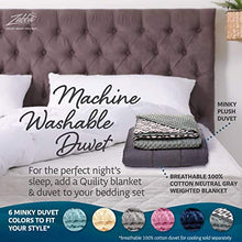 Load image into Gallery viewer, Quility Premium Adult Weighted Blanket & Removable Cover - 20 lbs - 60"x80" - for Individual Between 190-240 lbs - Full Size Bed - Premium Glass Beads - Cotton/Minky - Grey/Navy Blue Color