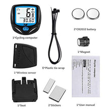 Load image into Gallery viewer, DINOKA Bike Speedometer Waterproof Wireless Bicycle Computer Bike Computer and Cycling Odometer with Automatic Wake-up Multi-Function LCD Backlight Display