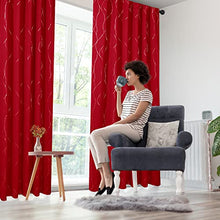 Load image into Gallery viewer, Deconovo Blackout Back Tab and Rod Pocket Curtains Drapes for Sliding Glass Door, 95 Inches Long, Pack of 2 - Light Blocking Curtains with Wave Line Dots Pattern (52 x 95 Inch, Red, 2 Panels)