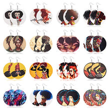 Load image into Gallery viewer, 16 Pair Round African Women Earrings Wooden Painted Ethnic Style Dangle Earring Geometric Personalized Earrings