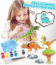 Load image into Gallery viewer, 45 Pcs Dinosaur Painting Kit Toys For Kids Arts And Crafts Kit - Paint Your Own Dinosaur Toy Party Supplies Toy Dinosaur Figures W/ Play Mat, Kid Paint Dino Toy Set Creativity Gift For Girl Boy Age 3+