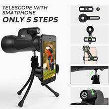 Load image into Gallery viewer, Monocular Telescope - 12X55 High Power Starscope Monocular Telescope with Smartphone Holder, BAK4 Prism & IPX7 Waterproof Monocular for Adults Kids Bird Watching Hunting Camping Hiking Traveling