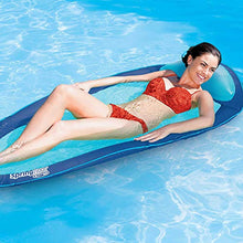 Load image into Gallery viewer, SwimWays 6038957 Water Hammock Styled Spring Swimming Pool Float Blue Recliner with Mesh Bed, Oversized Pillow, and Carry Bag