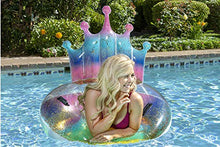 Load image into Gallery viewer, Poolmaster Swimming Pool Float Rainbow Glitter Tiara Tube, Multi
