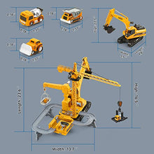 Load image into Gallery viewer, Construction Excavator Toy Truck for Boys 3 4 5 6 7 Years Old, Engineering Vehicles with 2 Tower Crane and Small Bulldozer Cement Mixer Dump Truck, Christmas Birthday Gift for Kids