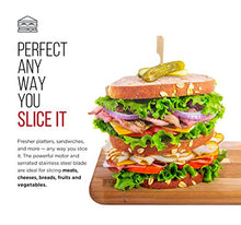 Load image into Gallery viewer, Chefman Die-Cast Electric Deli & Food Slicer Cuts Meat, Cheese, Bread, Fruit & Vegetables Adjustable Slice Thickness, Stainless Steel Blade, Safe Non-Slip Feet, For Home Use, Easy To Clean, Black