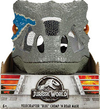 Load image into Gallery viewer, JURASSIC WORLD CHOMP 'N ROAR MASK Velociraptor "Blue"